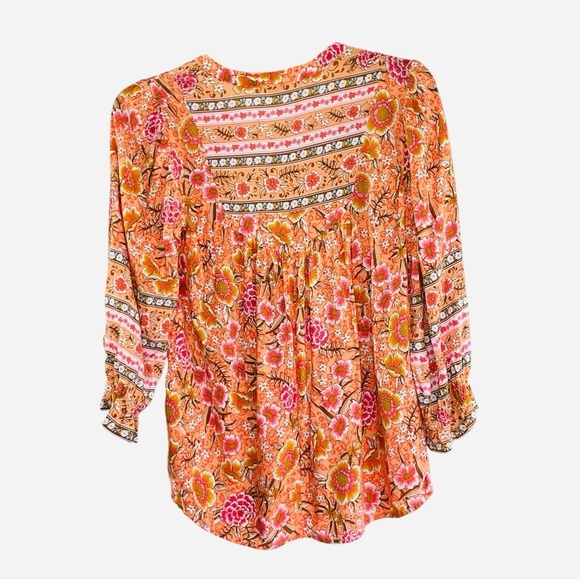 Umgee tangerine orange mix print floral top size M - Picture 4 of 14